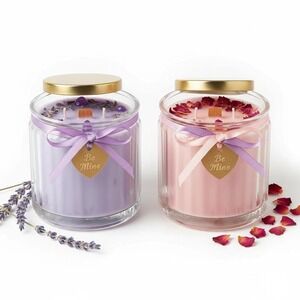 Lavender & Rose Candle Set - Romantic Valentine's Day Gift Duo